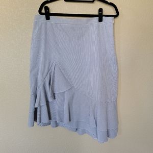 Banana Republic Ruffle Asymmetrical Seersucker Striped Skirt, Size 14